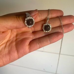 Black and White Diamond Necklace and Ring set! Gothic Style